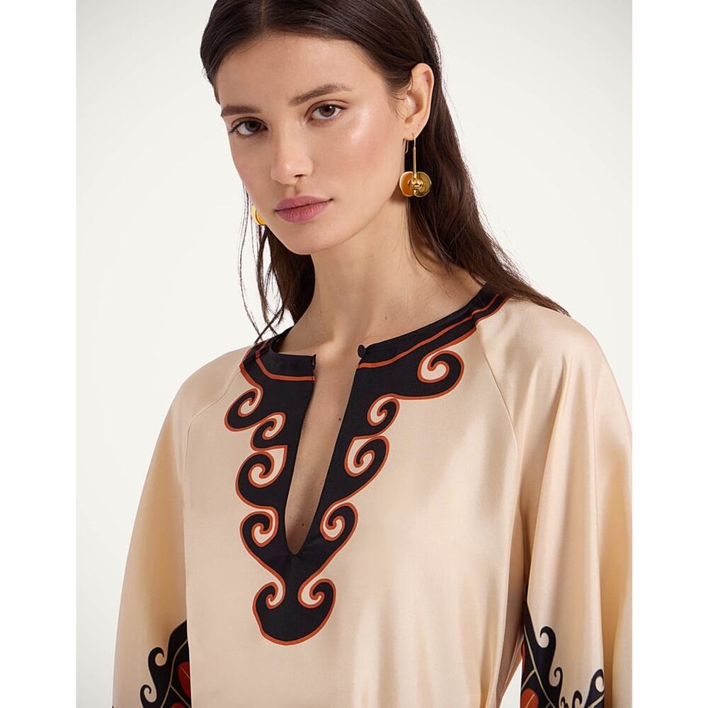 La DoubleJ x Mother Malibu Silk Twill Mini Dress Pacific Placée Print Size S NWT - Picture 6 of 10
